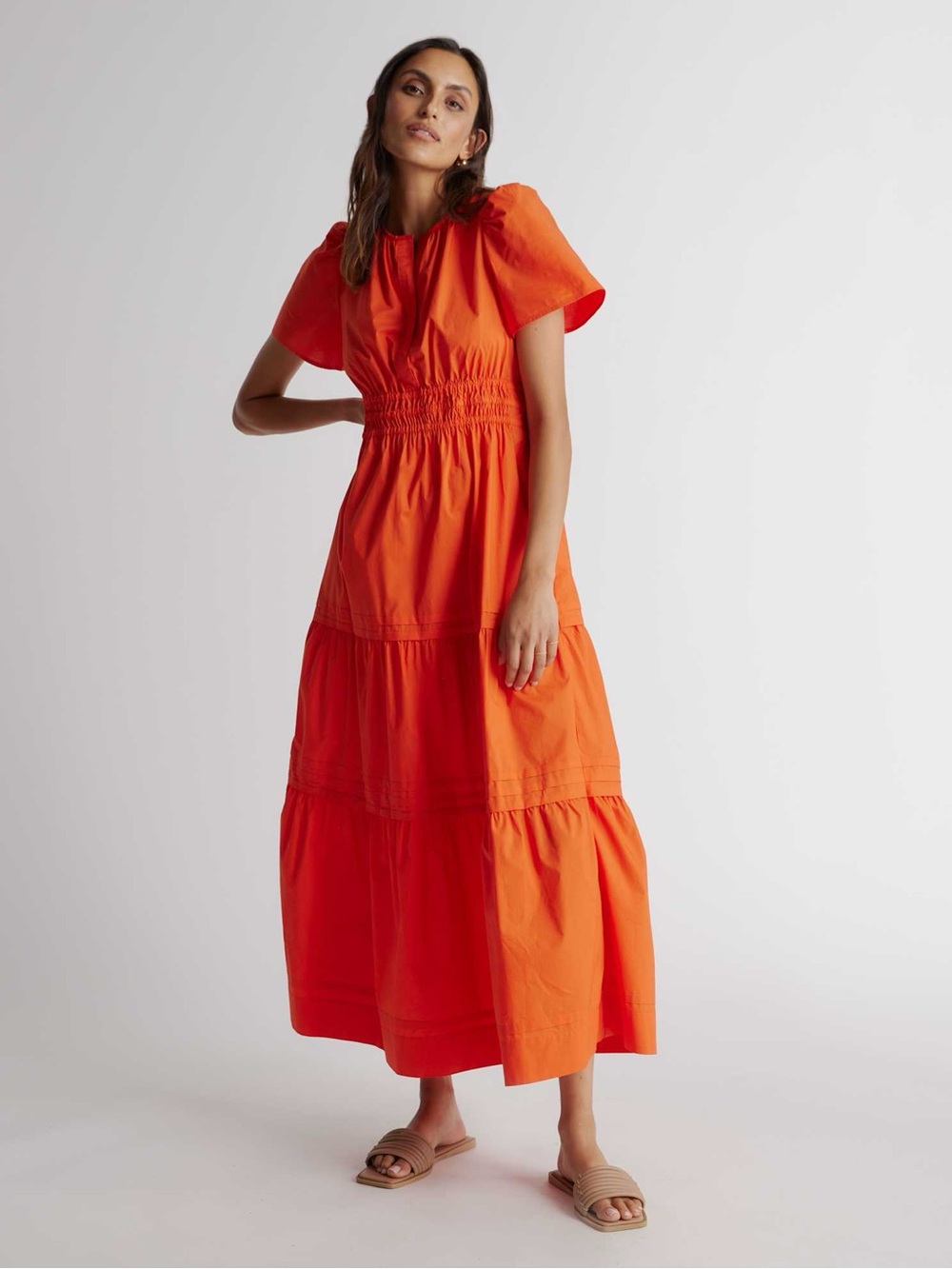 Quince Organic Cotton Poplin Tiered Maxi Dress